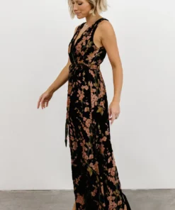 BB Custom Dresses Lennon Velvet Maxi Dress | Black Floral 12 BB Custom Dresses Lennon Velvet Maxi Dress | Black Floral
