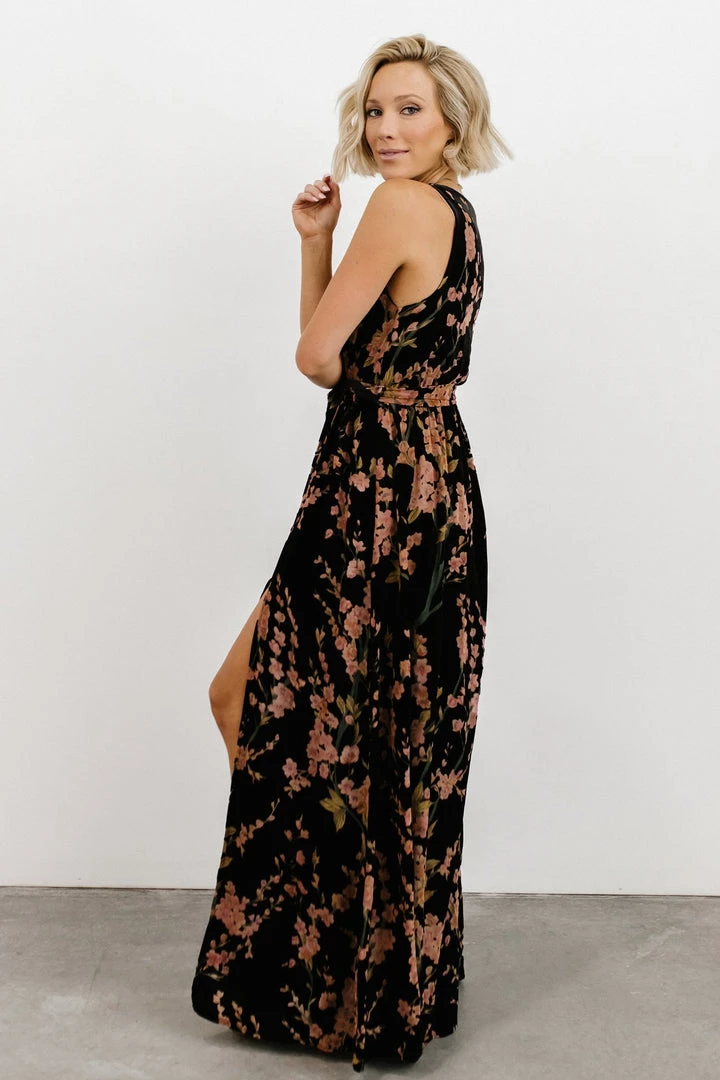 BB Custom Dresses Lennon Velvet Maxi Dress | Black Floral 6 BB Custom Dresses Lennon Velvet Maxi Dress | Black Floral