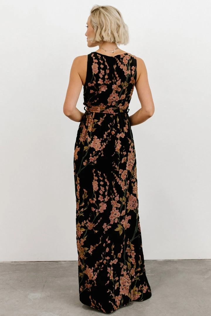 BB Custom Dresses Lennon Velvet Maxi Dress | Black Floral 7 BB Custom Dresses Lennon Velvet Maxi Dress | Black Floral