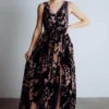 BB Custom Dresses Lennon Velvet Maxi Dress | Blue Floral