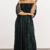 BB Custom Leon Off Shoulder Maxi Dress | Emerald Dresses