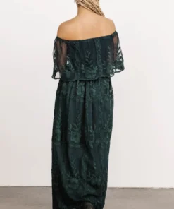 BB Custom Leon Off Shoulder Maxi Dress | Emerald Dresses