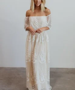 BB Custom Leon Off Shoulder Maxi Dress | White Dresses