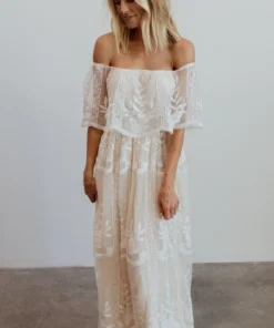 BB Custom Leon Off Shoulder Maxi Dress | White Dresses