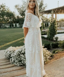 BB Custom Leon Off Shoulder Maxi Dress | White Dresses