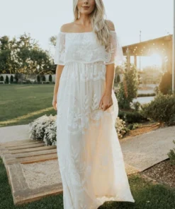 BB Custom Leon Off Shoulder Maxi Dress | White Dresses