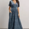 BB Custom Leslie Embossed Velvet Maxi | Blue