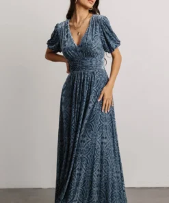 BB Custom Leslie Embossed Velvet Maxi | Blue