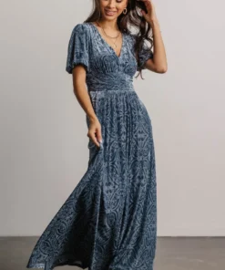 BB Custom Leslie Embossed Velvet Maxi | Blue 8 BB Custom Leslie Embossed Velvet Maxi | Blue