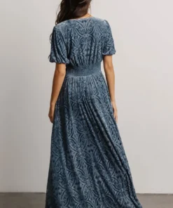 BB Custom Leslie Embossed Velvet Maxi | Blue 10 BB Custom Leslie Embossed Velvet Maxi | Blue