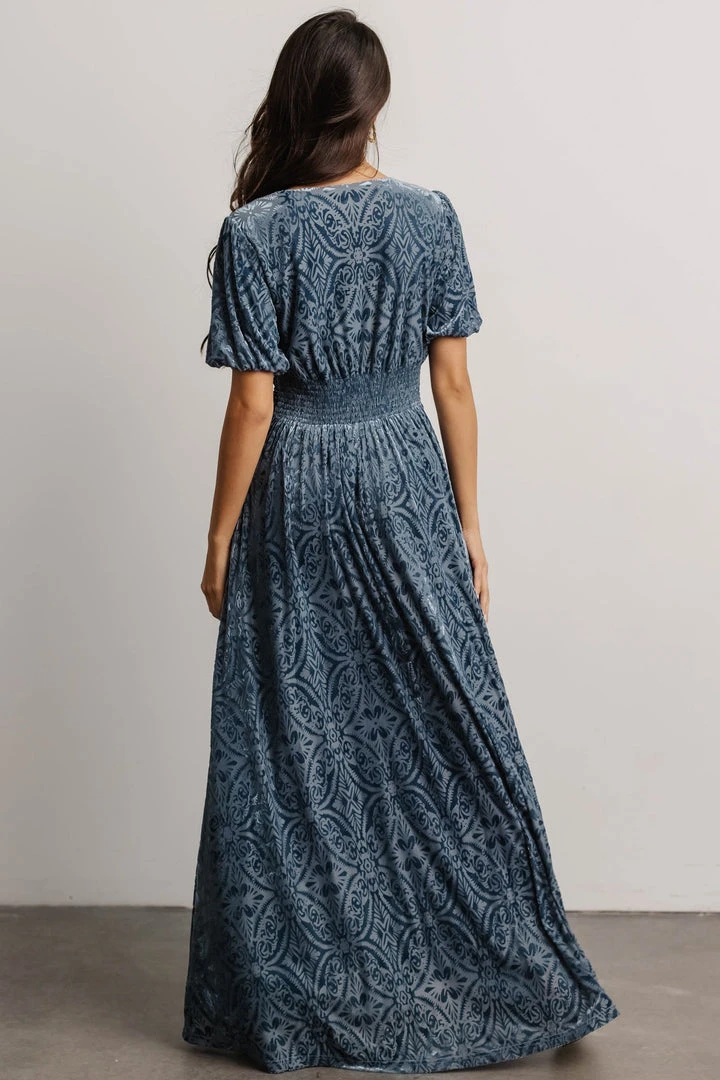 BB Custom Leslie Embossed Velvet Maxi | Blue 5 BB Custom Leslie Embossed Velvet Maxi | Blue