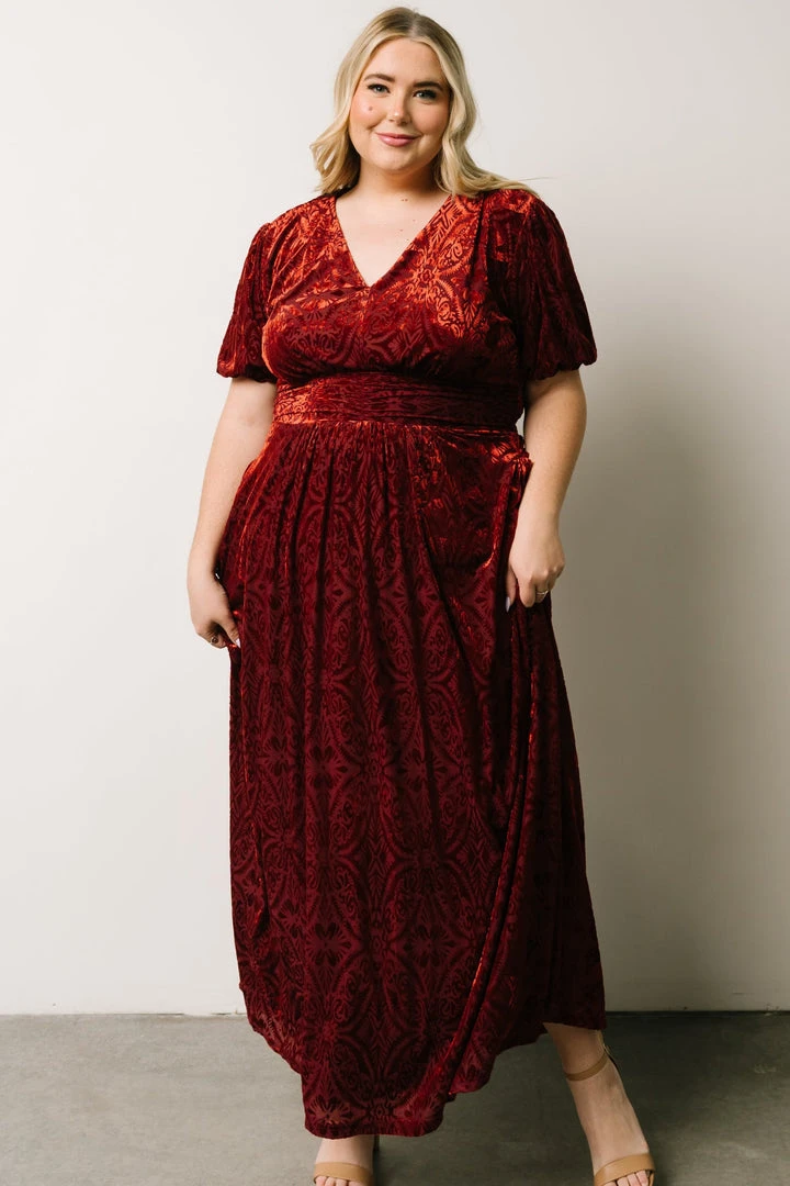 BB Custom Leslie Embossed Velvet Maxi | Crimson Dresses 12 BB Custom Leslie Embossed Velvet Maxi | Crimson Dresses