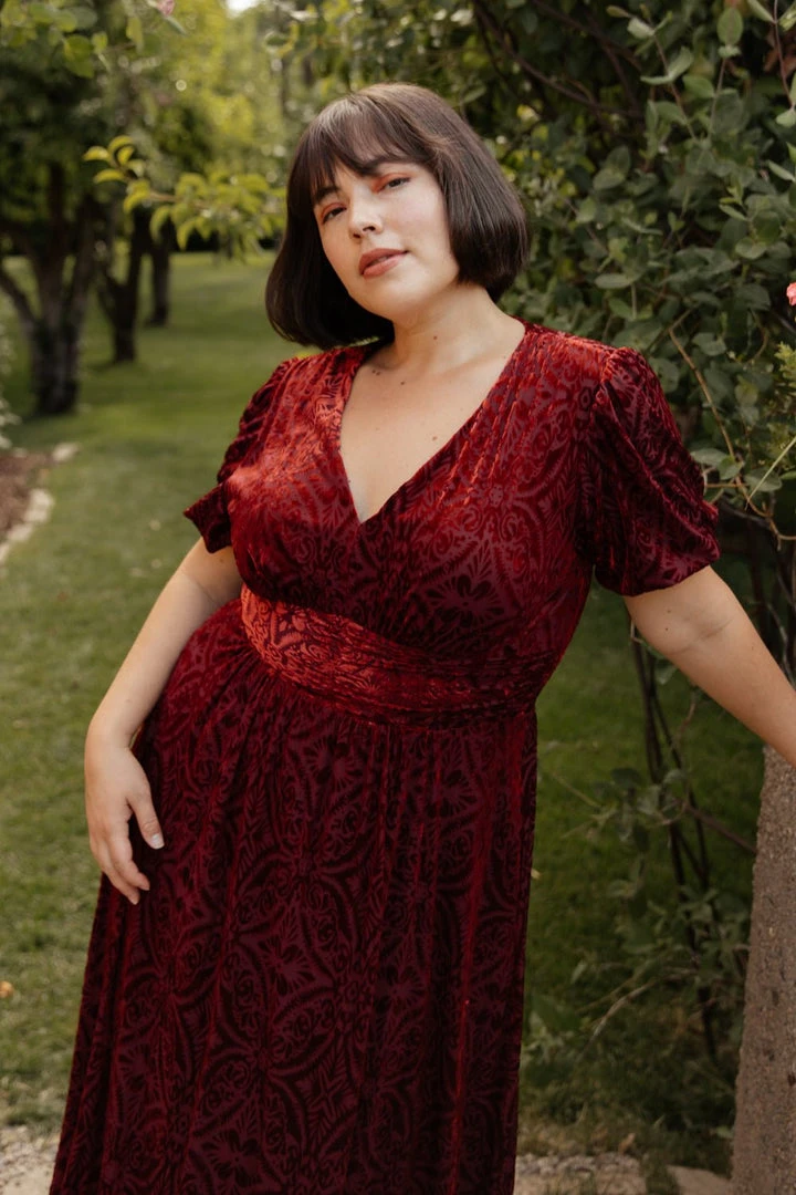 BB Custom Leslie Embossed Velvet Maxi | Crimson Dresses 2 BB Custom Leslie Embossed Velvet Maxi | Crimson Dresses