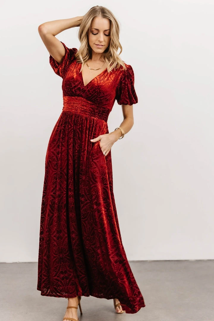 BB Custom Leslie Embossed Velvet Maxi | Crimson Dresses 11 BB Custom Leslie Embossed Velvet Maxi | Crimson Dresses