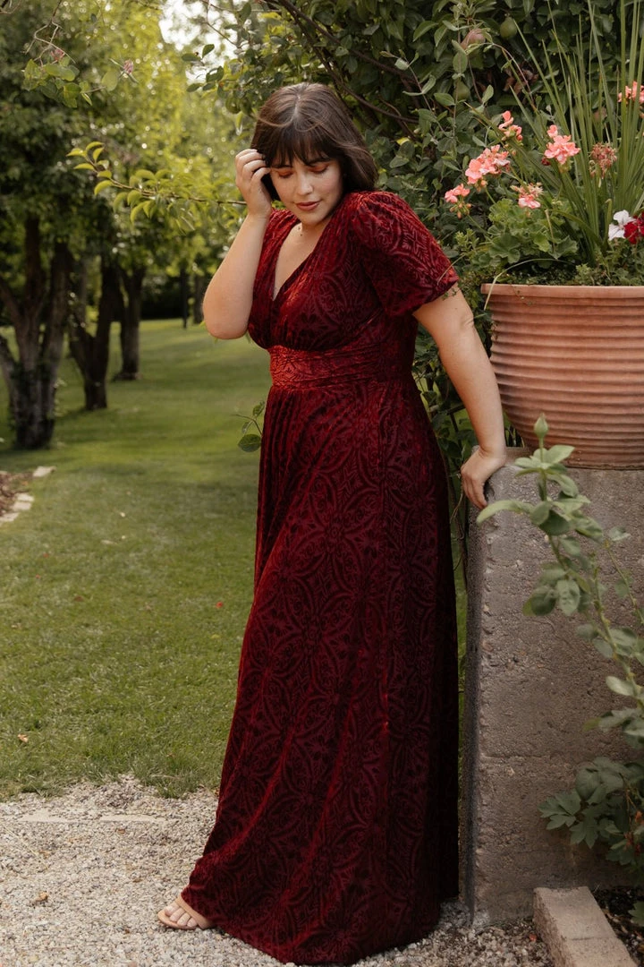 BB Custom Leslie Embossed Velvet Maxi | Crimson Dresses 3 BB Custom Leslie Embossed Velvet Maxi | Crimson Dresses