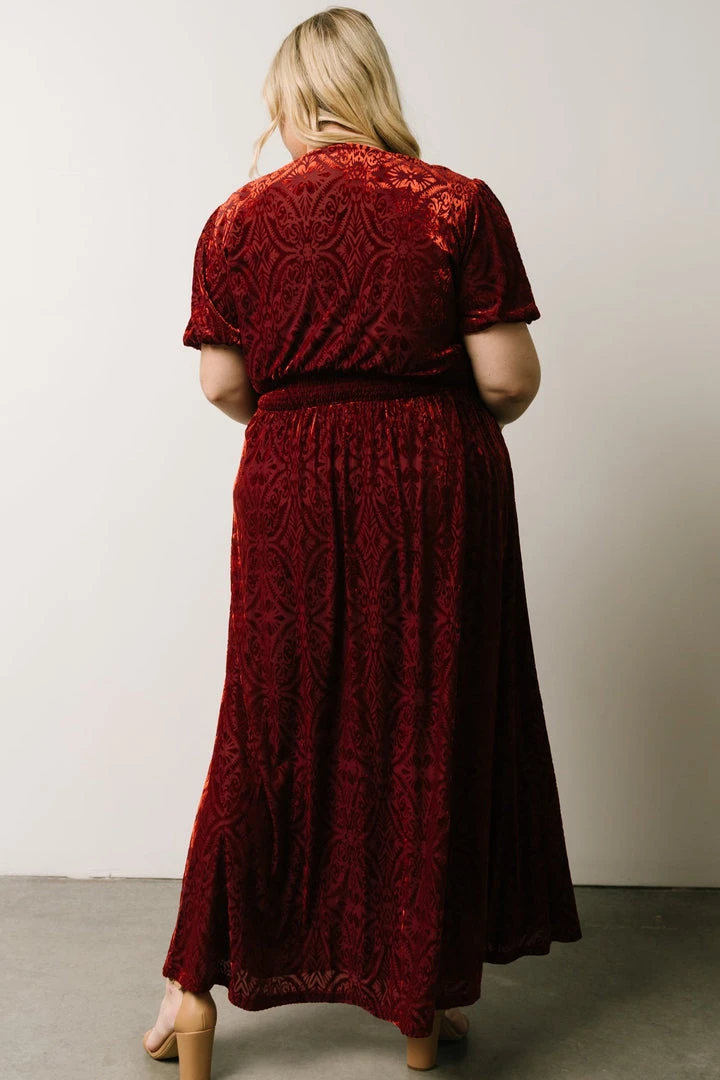 BB Custom Leslie Embossed Velvet Maxi | Crimson Dresses 10 BB Custom Leslie Embossed Velvet Maxi | Crimson Dresses