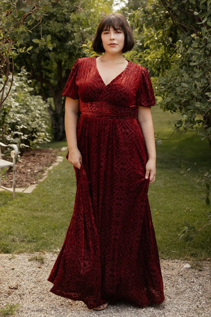 BB Custom Leslie Embossed Velvet Maxi | Crimson Dresses 1 BB Custom Leslie Embossed Velvet Maxi | Crimson Dresses