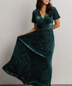 BB Custom Dresses Leslie Embossed Velvet Maxi | Emerald 12 BB Custom Dresses Leslie Embossed Velvet Maxi | Emerald
