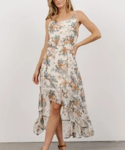 HAY Lexa High Low Maxi Dress | Ivory Floral
