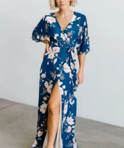Soi Lilly Wrap Maxi Dress | Blue Floral