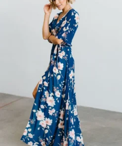 Soi Lilly Wrap Maxi Dress | Blue Floral