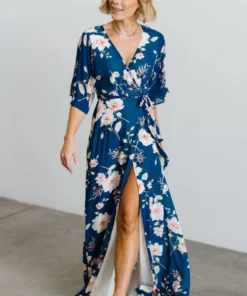 Soi Lilly Wrap Maxi Dress | Blue Floral