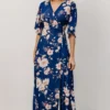 Soi Lilly Wrap Maxi Dress | Blue Floral