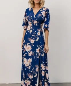 Soi Lilly Wrap Maxi Dress | Blue Floral