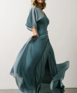 Soi Lilly Wrap Maxi Dress | Dusty Blue