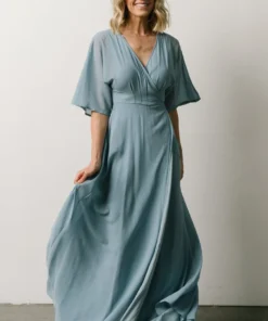 Soi Lilly Wrap Maxi Dress | Dusty Blue
