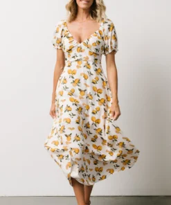 POL Linnea Midi Dress | Lemon Print Dresses