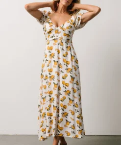 POL Linnea Midi Dress | Lemon Print Dresses