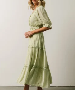 FT Dresses Lonnie Tiered Midi Dress | Light Green