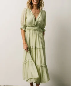 FT Dresses Lonnie Tiered Midi Dress | Light Green