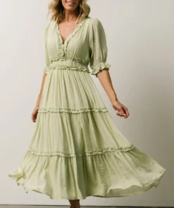 FT Dresses Lonnie Tiered Midi Dress | Light Green