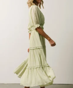 FT Dresses Lonnie Tiered Midi Dress | Light Green
