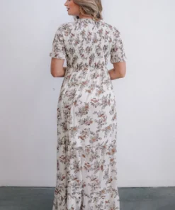 POL Lotta Smocked Maxi Dress | White Floral Dresses