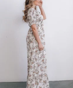 POL Lotta Smocked Maxi Dress | White Floral Dresses