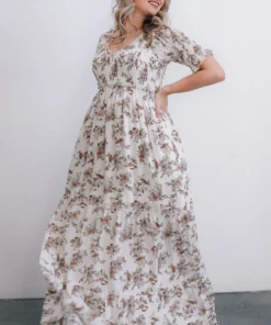 POL Lotta Smocked Maxi Dress | White Floral Dresses