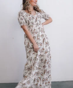 POL Lotta Smocked Maxi Dress | White Floral Dresses