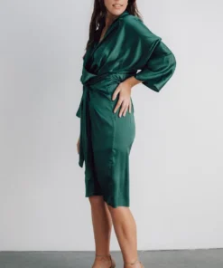 DD Luanna Satin Midi Dress | Hunter Green Dresses
