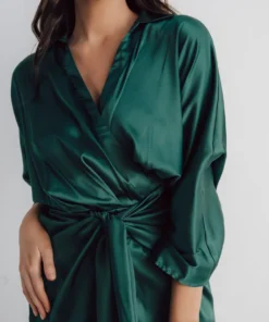 DD Luanna Satin Midi Dress | Hunter Green Dresses