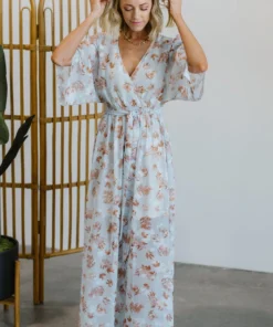 BB Custom Luca Jacquard Kimono Maxi Dress | Blue Camel