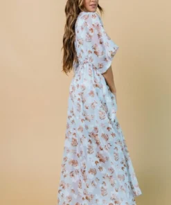 BB Custom Luca Jacquard Kimono Maxi Dress | Blue Camel