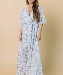 BB Custom Luca Jacquard Kimono Maxi Dress | Blue Camel