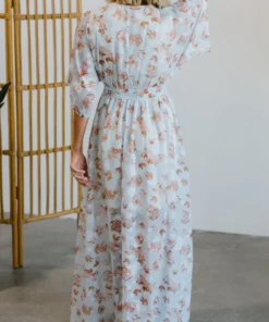 BB Custom Luca Jacquard Kimono Maxi Dress | Blue Camel