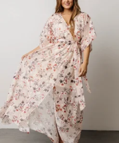 BB Custom Luca Jacquard Kimono Maxi Dress | Cherry Blossom Floral Dresses