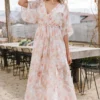 BB Custom Luca Jacquard Kimono Maxi Dress | Pastel Floral Dresses