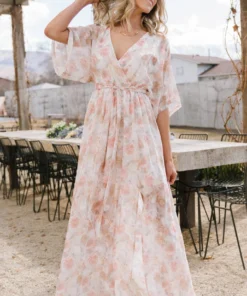 BB Custom Luca Jacquard Kimono Maxi Dress | Pastel Floral Dresses