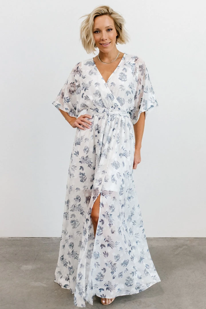 BB Custom Luca Jacquard Kimono Maxi Dress | Slate Blue Dresses 3 BB Custom Luca Jacquard Kimono Maxi Dress | Slate Blue Dresses